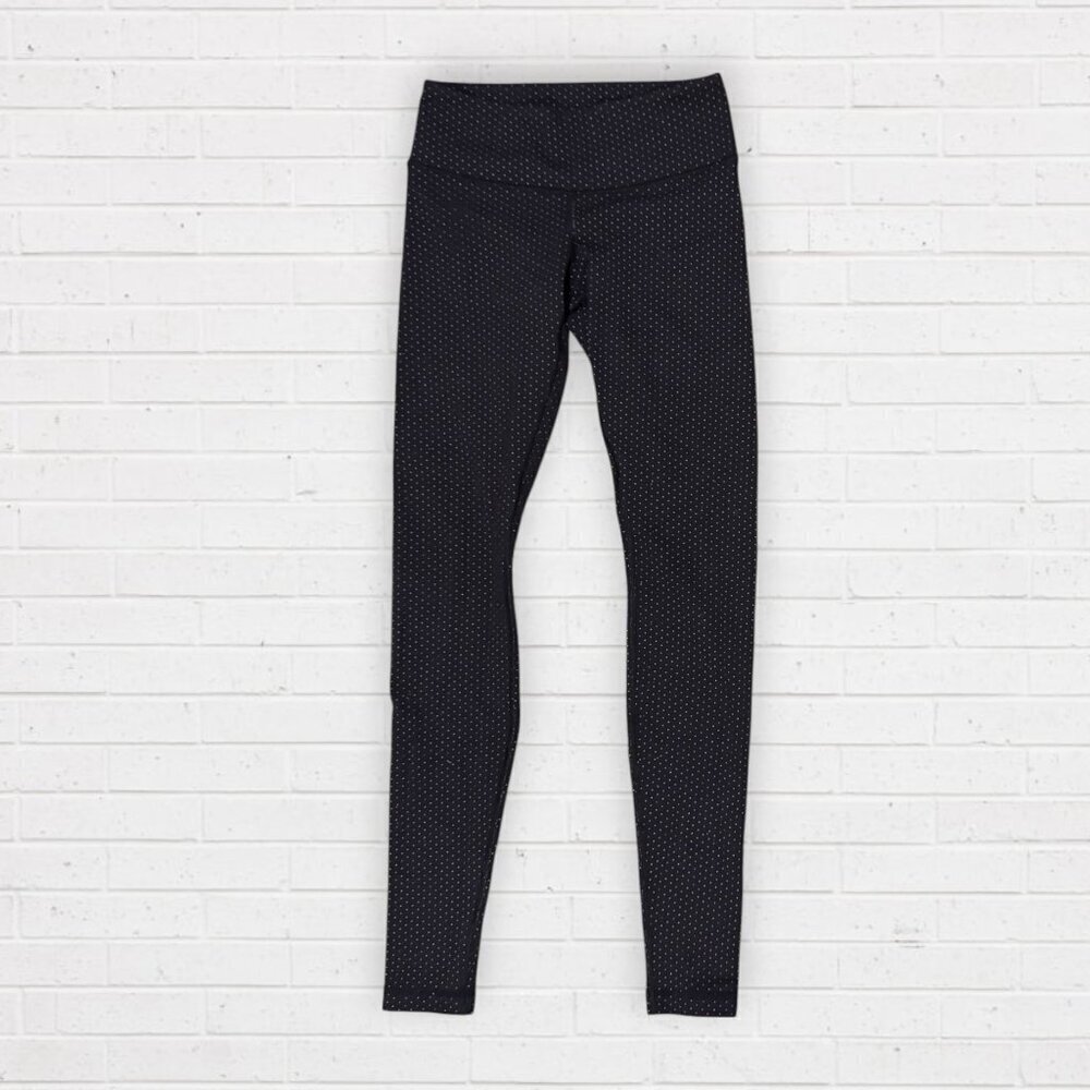 Lululemon Wunder Under Crop Roll Down Mini Diamond Dot Black White Size 4